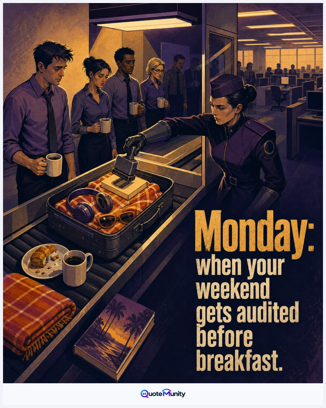 The first workday feels like an intrusive inspection that confiscates the relaxed freedom of the weekend before the day even begins.