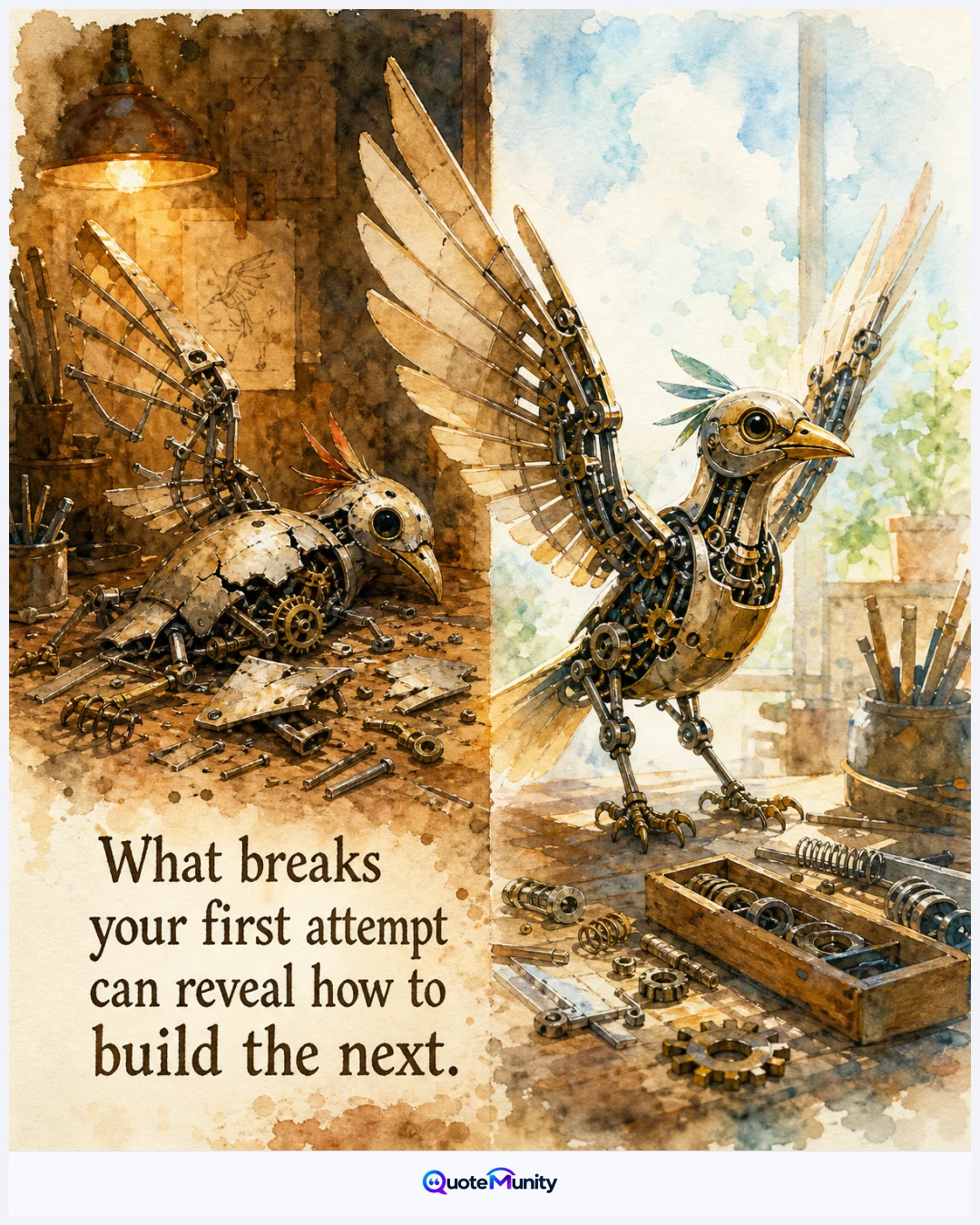 Failure contains structural information: each flaw exposes what the next version needs.