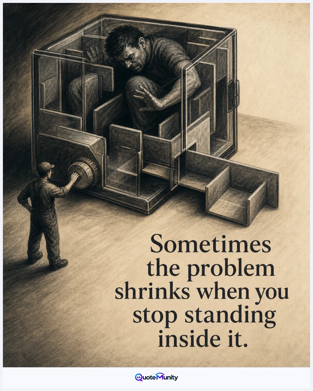 Stepping outside a problem changes your perspective, revealing that its apparent enormity was partly caused by proximity.